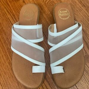 Andre Assous White and Tan Women's Sandals
